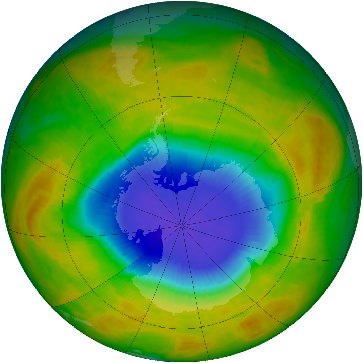 Antarctic ozone map for 18 October 2002